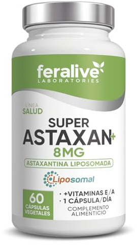 Feralive Laboratories Super Astaxan+ 60 Cápsulas – Astaxantina Liposomada + Vitamina E + Vitamina A – Suplemento para Protección Celular, Piel y Visión