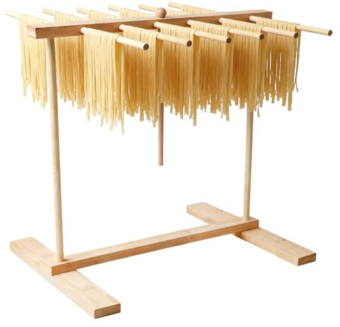 JUNJIEFU Pastatork, pastatork, träpastatork, med 12 utdragbara ribbor, spagettitork, avtagbart pastaställ för italienska nudlar, hemlagade nudlar