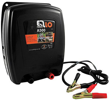 Ellofence Weidezaungerät 12V Akku (A500) - Leises Elektrozaungerät für Weidezäune - Premium Weidezaun Gerät - Robustes Stromzaungerät ideal geeignet für große Nutztiere