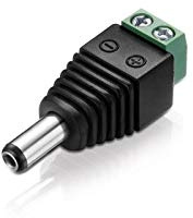 conecto Low-Voltage Adaptor Terminal Block 2-Pin to DC Barrel Plug, 5.5 x 2.1 mm, Black