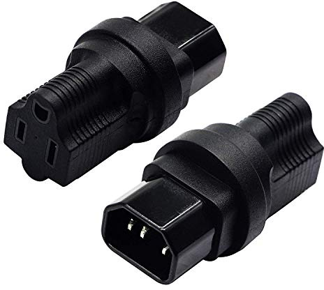 zdyCGTime 3 spine C14 maschio a NEMA 5-15R femmina adattatore di alimentazione per adattatore di alimentazione per computer standard 15A/125V (IG-320) (NEMA 5-15R a IEC 60320-C14) (2 pezzi).