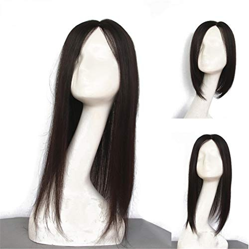 Damen-Haarteil für dünner werdendes Haar, 12,7 x 12,7 cm, zum Anklipsen, dickes Echthaar, 45,7 cm, Off Black