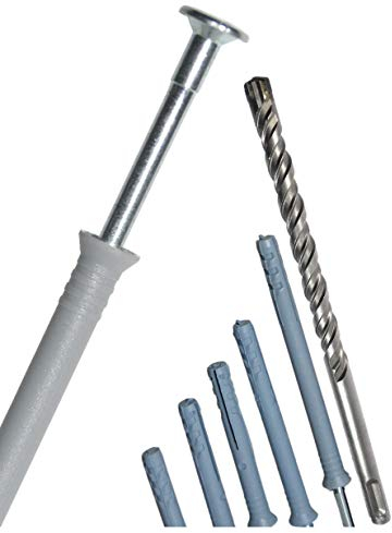 Nageldübel Senkkopf 5x50 mm 1000 Stück | SET inkl. 1 Hammerbohrer 5x160/100 mm | Dübel aus NYLON | Perfekte Schnellmontage mit hohen Auszugswerten in Vollbaustoffen | Made in Germany