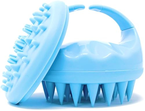 Flathead Scalp Massager & Scrubber with Soft Silicone Bristles - Exfoliator for Dandruff Removal, Use on Wet or Dry Hair for Hair Growth, Includes 2 Massage Removal Heads - Great Stocking Fillers Idea