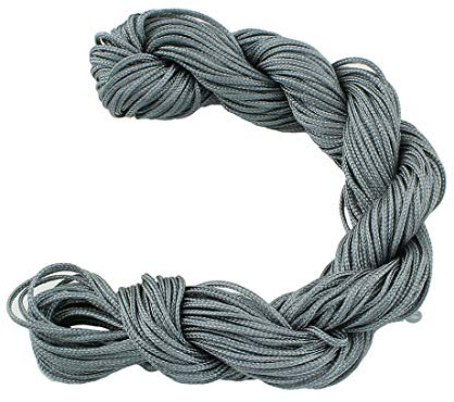 Perlin Nylonfaden 1 mm 30 m Silber Grau Schmuckfaden Makramee | Fuer Armband Kette Anhaenger Shamballa Traumfaenger Flechten Knoten und Dekoideen