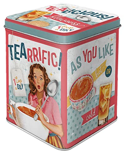 Nostalgic-Art Contenitori Retro Tealicious & Tearrific – Idea Regalo per la Cucina, Sfuso e bustine di tè, Design Vintage, 100 g