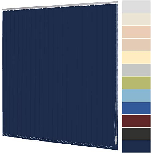 Lamellenvorhang nach Maß Vertikaljalousie 89 mm für Tür und Fenster viele Farben Maßanfertigung Wand- und Deckenmontage Jalousie Lamellen Rollo (Breite 100,1-120 cm x Höhe 260,1-280 cm, Marineblau)