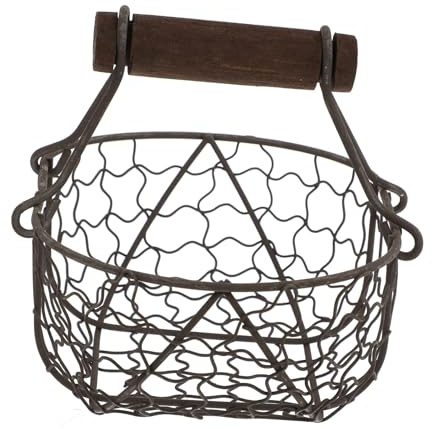 Panier de Récolte, en Métal Cueillette Fruits, Poignées Bois - Panier Ramassage Vintage Pour Fruits, Pain, Bonbons Et DéCoration Maison, Couleur aléatoire