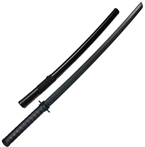 E-BOGU Polypropylene Wooden Style Black Sword with Black Saya Scabbard (33 Mokume)