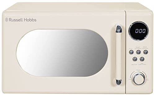 Russell Hobbs RHM2044C Retro 20 Litre Cream Digital Microwave, 800W, Mirror Finish, 8 Auto Cook Settings, 5 Power Levels