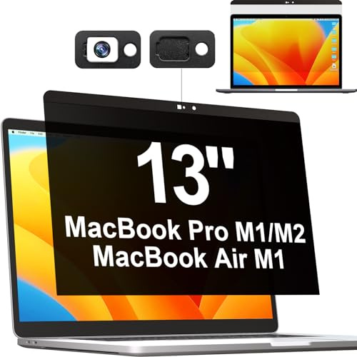 Mamol Privacy Screen for MacBook Pro 13 Inch(2016-2022, M1, M2) & MacBook Air 13 (2018-2021, M1), MagicSuction Removable Vacuum Adsorption Anti Spy