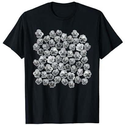 Schwarze Aquarell Stiefmütterchen – Schwarz und Weiß Stiefmütterchen Blume T-Shirt