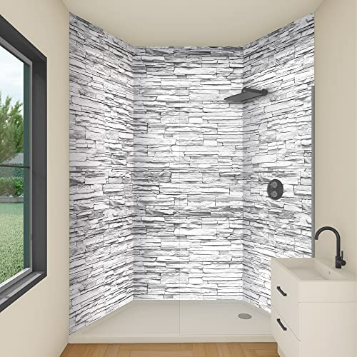 yourplate Duschrückwände individuelle Größe (Klinkerstein Weiss) | 3mm Aluminium Verbundplatte, exklusives Design, einfache Montage, geringes Gewicht, fugenlos, wasserdicht, pflegeleicht