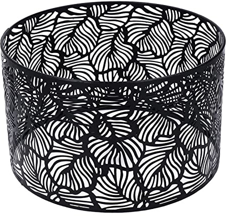 Metall Lampenschirm E14 E27 Sockel, Schwarzer Eisen Schirm mit Blattmuster für Stehlampe Tischlampe Wohnzimmer Modern Heimdekoration Einfache Deko