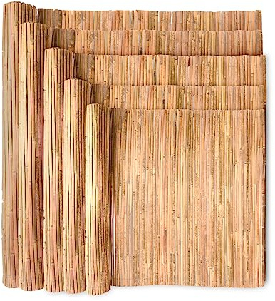 Wadan Natural Bamboo Slat Garden Fence Covering Outdoor Privacy Bamboo Garden Screening Roll, Privacy & Protective Screening Roll for Outdoor Wind and Sun Protection (1.2m x 3m)