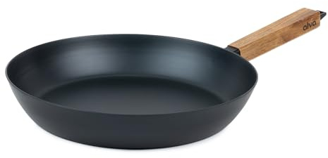 Alva Forest - Sartén antiadherente de acero al carbono de 9.5 pulgadas, pre-sazonada, sin PFAS, se calienta uniformemente, ligera, duradera, mango fresco para carne, huevos, barbacoa, todas las