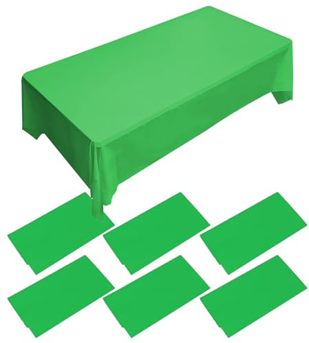 ZeriTlolen Kunststoff-Tischdecke, Party-Tischdecke, Party-Tischdecke, Party-Tischdecke, Einweg-Tischdecke für Partys, Weihnachten, Hochzeiten, Geburtstagsfeiern, Dekorationen, Grün, 6 Packungen