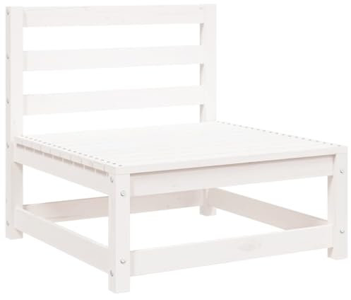 vidaXL Garden Sofa Armless Outdoor Sectional Unit in Solid Pine Wood and Slatted Design - White With Modular Configuration for Patio, Terrace & Gardens