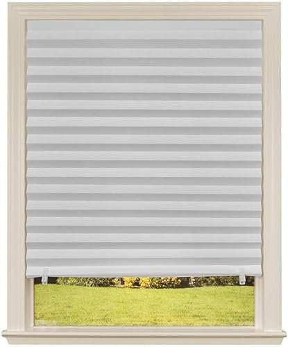 Temporary Blinds/Stick On Shades for Windows With Clips - Pleated Paper Shade for Bedroom, Bathroom, Kitchen - 92cm X 180cm (6, White Light Filtering)