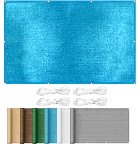 Sonnensegel mit Ösen 1.2 x 3.2 m Rechteckig Balkon Sichtschutz mit Ösen Wetterbeständig Atmungsaktiv Hdpe Gewebe Ohne Bohren für Balkon Terrasse Garten, Blau