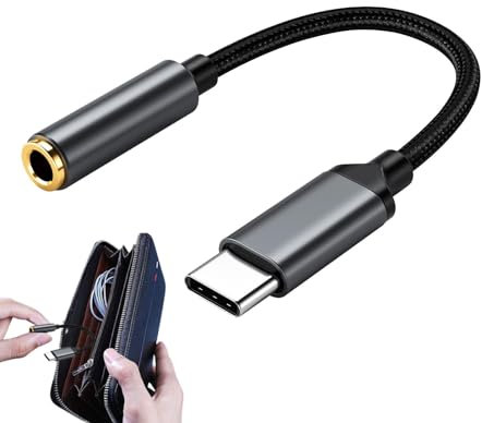 Besreey Adaptador USB C a 3,5 mm | Conector de Auriculares de Audio Ligero de 3,5 mm | Cable Adaptador Jack, convertidor de Auriculares USB C Flexible Plug and Play