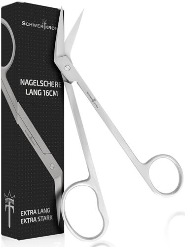 Schwertkrone 16cm Lange Nagelschere - Nagelschere mit langem Griff für Fußnägel - Stark & Scharf - Fußnagelschere für Senioren