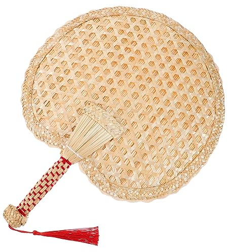 Alipis Woven Hand Fan Handgefertigter Weidenstroh-fächer Für Sommer Tragbarer Vintage-handfächer Mit Runder Spitze Für Strand Und Outdoor-aktivitäten