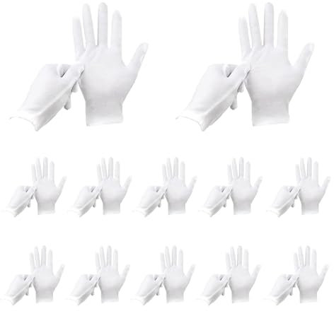 JNGTKL Cotton Gloves - 12 Pairs, Washable, Stretch, for Men & Women, Allergy-Friendly - Protect Hands