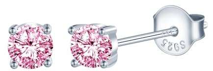 CPSLOVE Pendientes solitario de plata 925 para mujer y hombre, pendientes de tachuelas de 0,4cm circonita de cuatro garras, Cierre presión con cierre mariposa, bisutería moda
