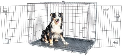 PAITSY Cage pour Chien FortressooXL, Caisse de Transport pour Chien Moyen 107x71x77cm, Pliable, 2 Portes, Plateau Amovible, Utilisation Interieur, Garantie 5 Ans