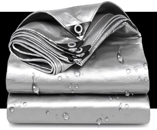 HQQMNY Gewebeplane mit ösen Abdeckplanen aus PE, 1Mx2M Graue Plane 0,32mm 180g/㎡,wasserdichte zeltplane mit ösen Gartenplane Schutzplane LKW, Pool, Holz, Gartenmöbel