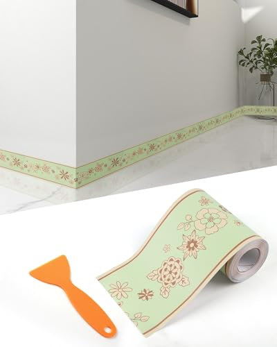 FBBULES Frise Murale Autocollante en PVC Style Naturel Moulure Murale Adhésif Bordure Papier Peint Adhesive pour Salon Chambre à Coucher Cuisine Décoration