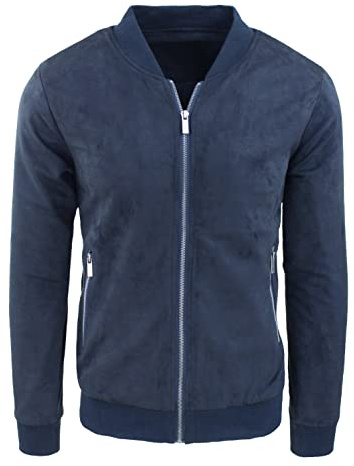 Evoga Giacca Giubbotto Uomo Scamosciato Slim Fit Giubbino Bomber chiodo