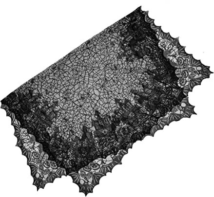 Cabilock Tovaglia Di Halloween Lanterna Dipinta Glitter Distici Di Ghirlande Decorazioni Di Halloween Ragno Finta Ragnatela Ragno Lanterna Di Potere Coniglio Pizzo Black