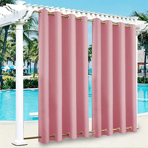 Wasserdicht Outdoor Vorhang mit Ösen Oben und Unten für Sonnenschutz Blickdicht Gardine für Balkon Terrasse Veranda Pergola Gartenlaube Beige 132x213cm