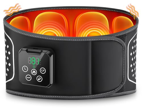 TABKSOLA Heizgürtel mit Vibrationsmassage für Rücken, 4 Heizstufen & 3 Vibrationsmodi, wiederaufladbarer, beheizter Rückenstützgürtel mit Akku, für Männer & Frauen