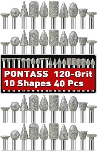 Fresas Diamante Compatibles con Dremel, 40pcs Brocas de Diamante con Vástago de 3mm Pulgadas, Set di frese diamantate per intaglio de Grano 120 para Herramientas Rotativas - Molienda/Pulido/Grabado