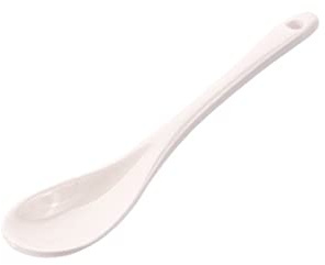 Porcelana Cucharas Soperas con Mango Largo Juego de 5, Color Blanco