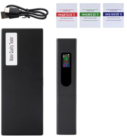 Asyduey 5 en 1 Compteur de Salinité PH Testeur de Qualité de l'eau Numérique EC TDS Moniteur de Température Test Rechargeable pour Piscine Hydroponique D'Aquarium