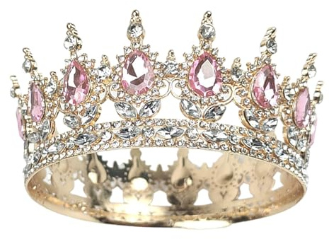 Rainway Corona dorada, elegante y brillante corona de princesa para mujeres y niñas, tiara de princesa