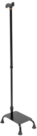 Klappbarer Gehstock mit Sitz - Leichtes Aluminium Teleskop-Wanderstock für Innen & Außen, rutschfeste 4-Punkt-Stütze (29x19x85-105cm) - Mobilitätshilfe für Senioren und Patienten