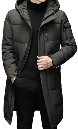 Lång kappa för män med huva, tjockare, isolerad, varm dunparkas, grå, 4x large