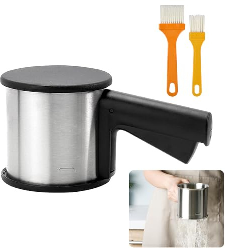 Ziyonix Tamizador de Harina de Acero Inoxidable, Tamiz Fino de Mano, Molinillo de Azúcar Glas de Una Mano, Molinillo de Harina con Mango