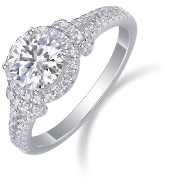 KnSam Echter Schmuck Freundschaftsringe 18 Karat Au750 Gelbgold, Partnerringe Zierlich mit Moissanit, Trauringe PT950 Platinum, Gr.47-65