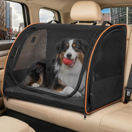 UNICITII Hunde Autositz Faltbare Transportbox für Reise, Hundetragetasche Katzentragetasche Pet Carrier Transporttasche für Kleine Hunden Katzen bis zu 50 Lbs