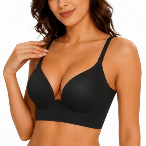 BGFUO Soutien Gorge Dos Nu Push Up Rembourré S-XL | Femme Soutien Gorge sans Coutures à Léger RembourrageGorge, Multiples et Convertibles Soutien, Look Moderne et Confort Absolu