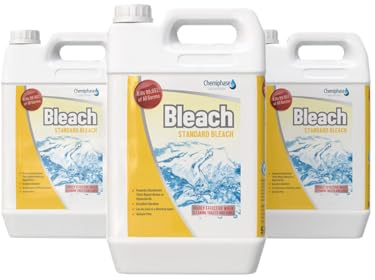 Bleach Cleaner & Disinfectant – Powerful Germ-Killing Hypochlorite Solution – Removes Odors, Stains & Algae – Ideal for Toilets, Sinks, Drains, Floors & Food Industry 4 x 5 Litres