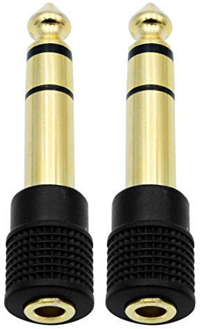 Chadou Audio Adapter 6.35mm (1/4 inch) Male to 3.5mm (1/8 inch) Female Stereo Headphone Connector Gold Plated, 2 Pack