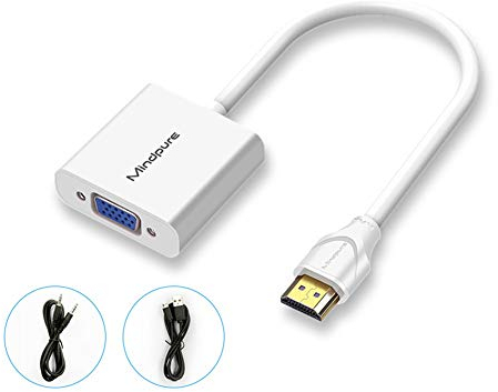 1080P HDMI zu VGA Adapter Display Konverter Von Stecker zu Buchse Digital Analog Video 3.5 Mm Jack Audio Adapter für PS4 Laptop PC Projektor,White