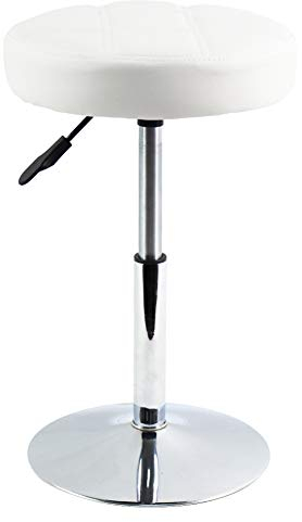 FURWOO PU Tabouret de Bureau en Treillis Rond Tabouret de Bar réglable en Hauteur Peut être tourné Simple et adapté à la Coupe de Cheveux du Bar à la Maison en général (Blanc)